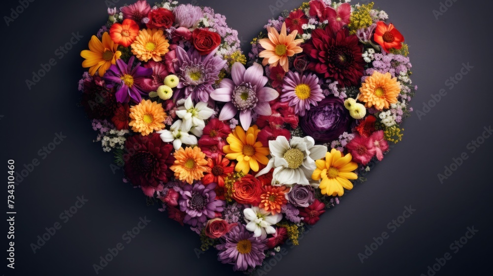 multi-colored, pink flowers in the shape of a heart. bouquet for Valentine's Day, Women's Day, March 8. greeting card. multi-colored, pink flowers in the shape of a heart. bouquet for Valentine's Day, Women's Day, March 8. greeting card.
