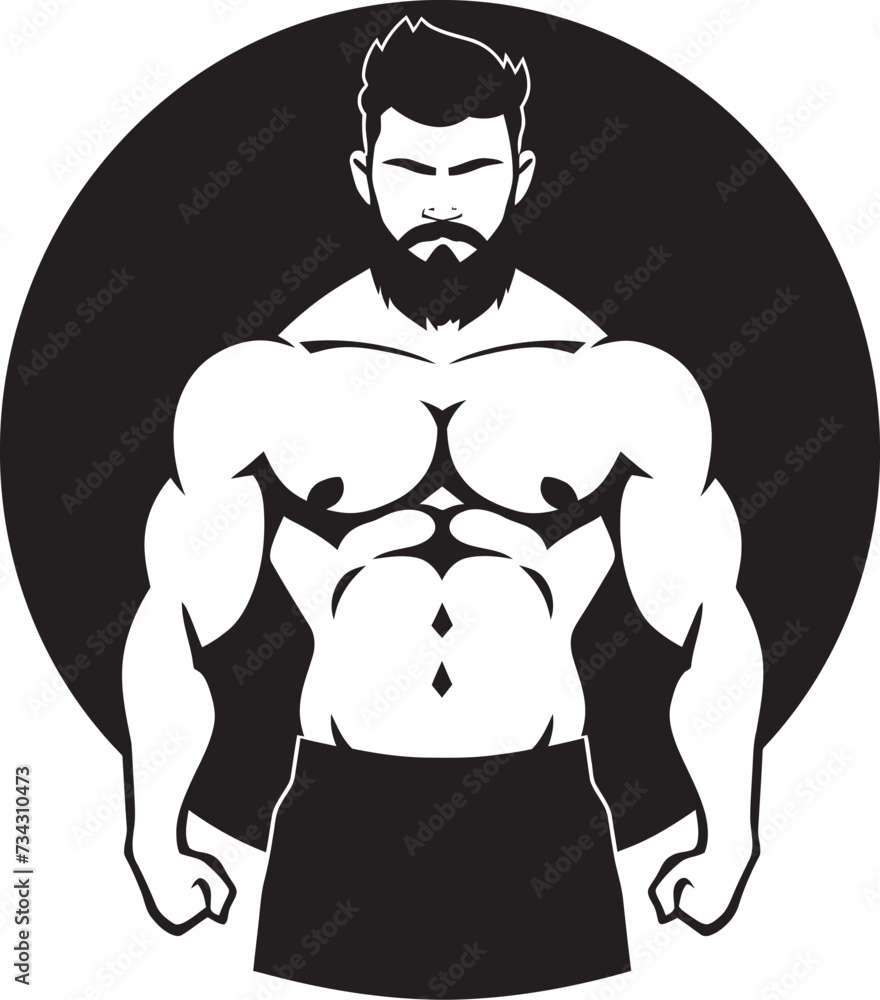 Fototapeta premium Body Beast Black Gym Man Logo in Noir Power Emblem Vector Fitness Man Symbol Design