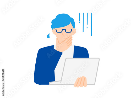 パソコンを持ってショックを受ける個人事業主のイラスト