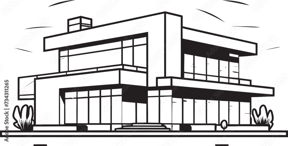 Shadowy Office Block Outline Vector Building in Black Obsidian Skyscraper Design Black Multifloor Sketch Shadowy Office Block Outline Vector Building in Black Obsidian Skyscraper Design Black Multifloor Sketch