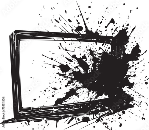 Fragmented Flatscreen Concept Black Graphic of Shattered Television Design Cracked Console Icon Vector Design of Broken TV Element