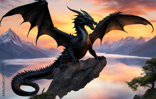 dragon at sunset © OurGallery