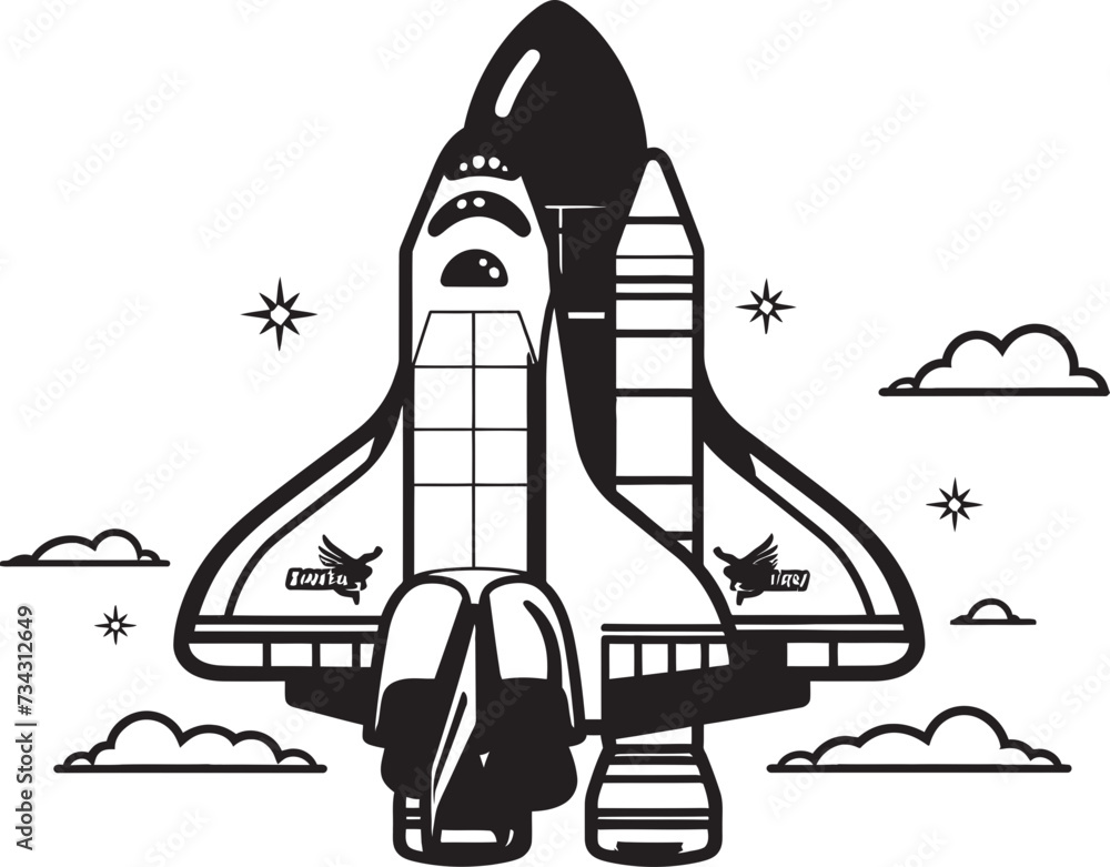 Cosmic Cruiser Vector Rocket Sketch in Black Nebula Navigator Black Vector of Space Rocket Cosmic Cruiser Vector Rocket Sketch in Black Nebula Navigator Black Vector of Space Rocket