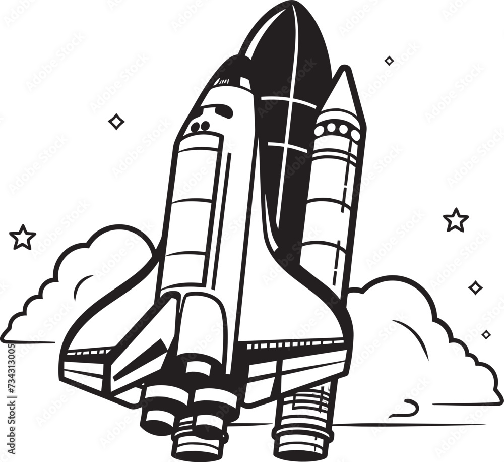 Orbit Observer Vector Rocket Sketch in Black Universe Voyager Black Vector of Rocket Ship Orbit Observer Vector Rocket Sketch in Black Universe Voyager Black Vector of Rocket Ship