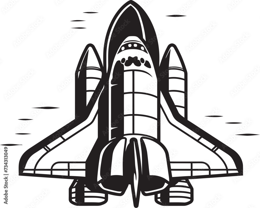 Universe Voyager Black Icon of Spacecraft Cosmic Cruiser Vector Rocket Sketch in Black Universe Voyager Black Icon of Spacecraft Cosmic Cruiser Vector Rocket Sketch in Black