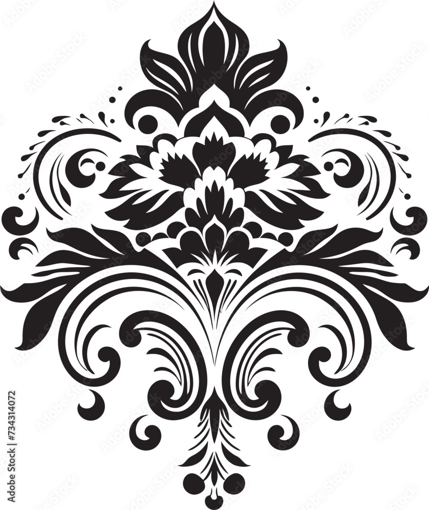 Retro Ranunculus Black Vintage Floral Icon Timeless Thistles Vintage Floral Element in Black