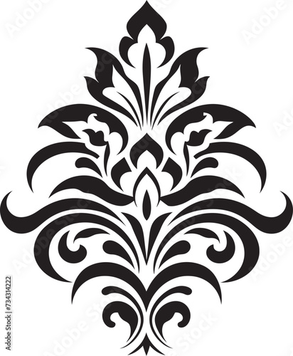 Classic Charm Black Icon of Vintage Floral Decorative Element Nostalgic Nouveau Vector Design of Vintage Florals in Black