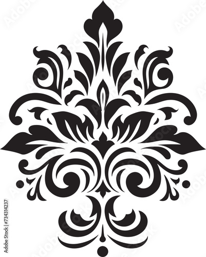 Retro Reverie Vector Vintage Florals in Black Classic Couture Black Icon of Vintage Floral Decorative Element