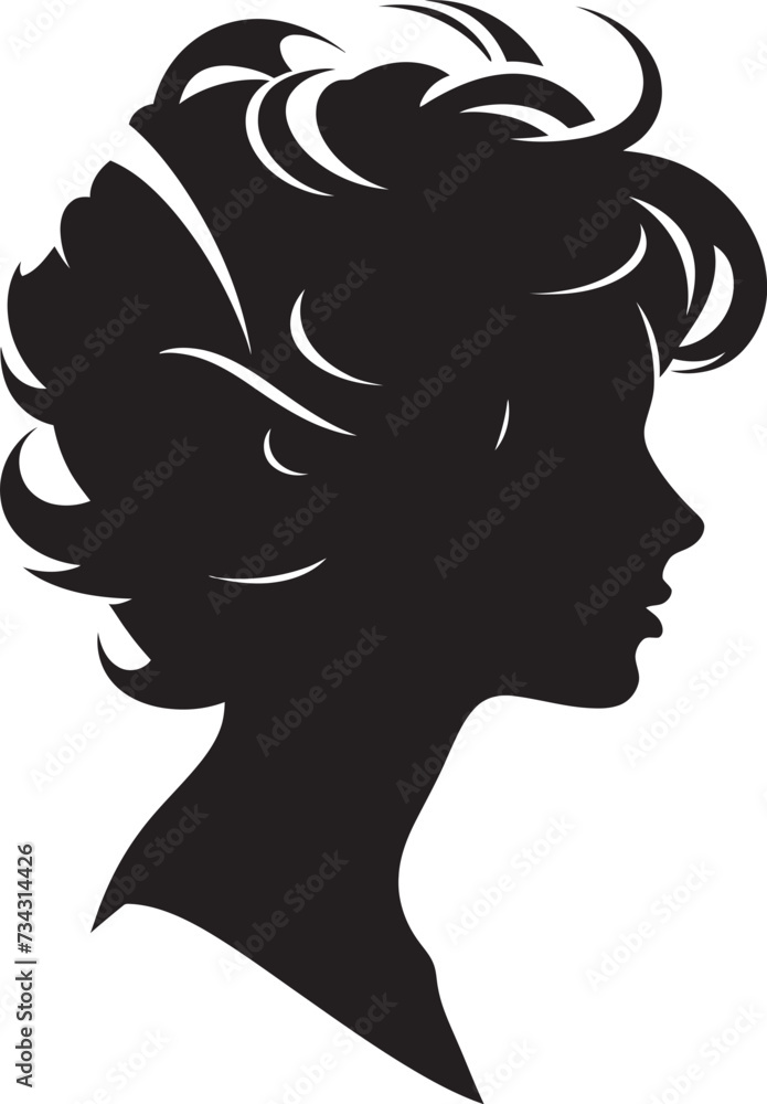 Noir Nymph Vector Design of Woman Face in Black Midnight Mystery Black Icon of Womans Face