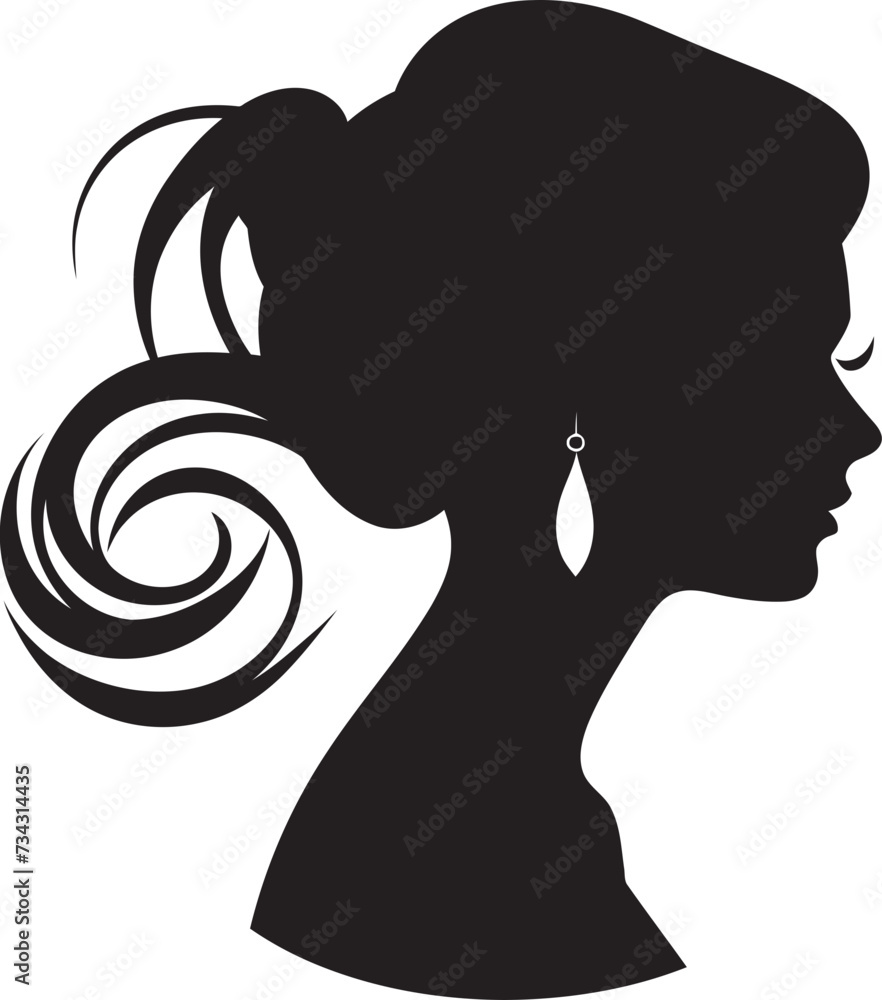 Radiant Reverie Black Icon of Womans Face Ebony Elegance Vector Woman Face in Black