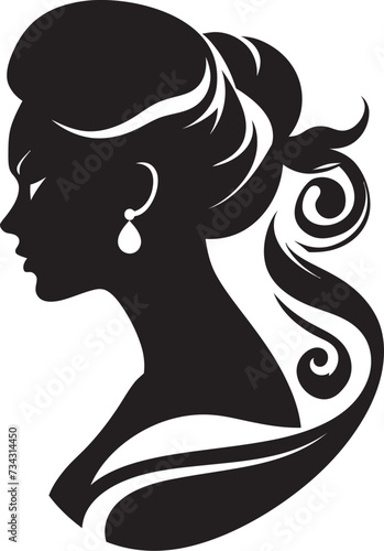 Vintage Vogue Vector Woman Face in Black Shadowed Siren Black Woman Face Icon