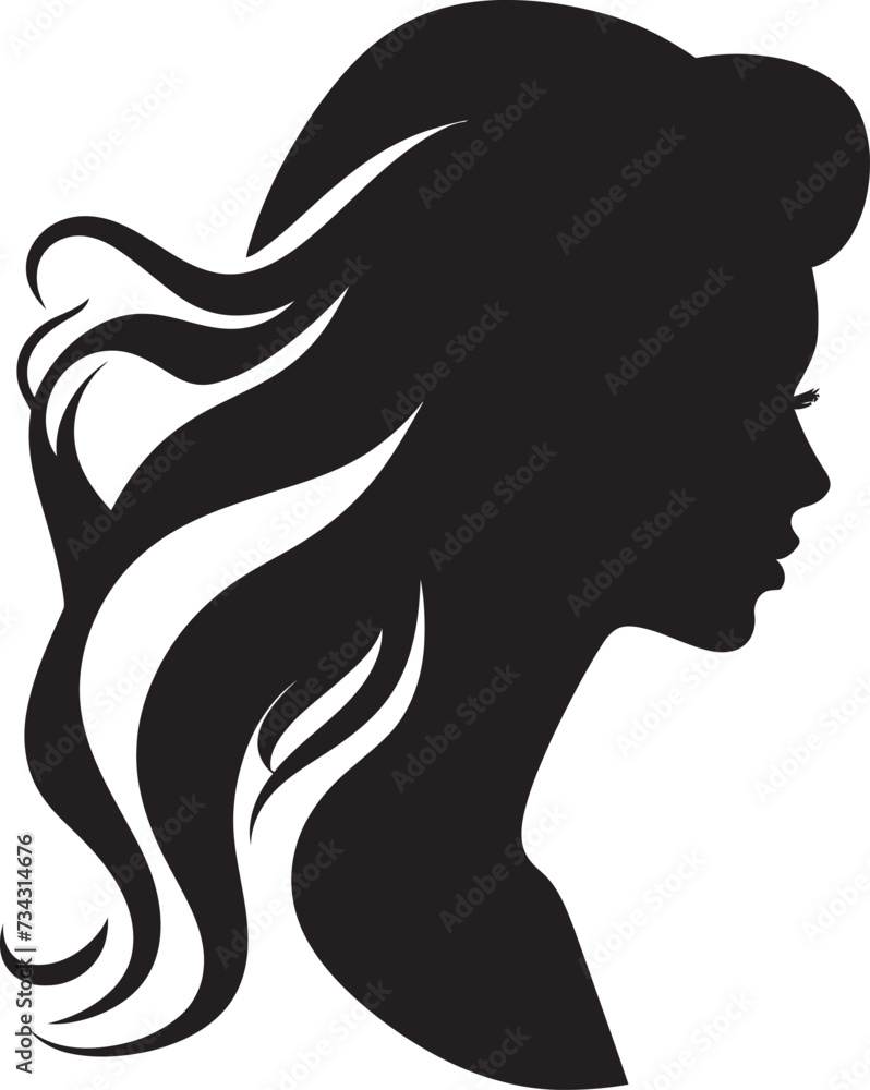 Noir Nostalgia Vector Design of Woman Face in Black Mystical Maiden Black Icon of Womans Face Noir Nostalgia Vector Design of Woman Face in Black Mystical Maiden Black Icon of Womans Face
