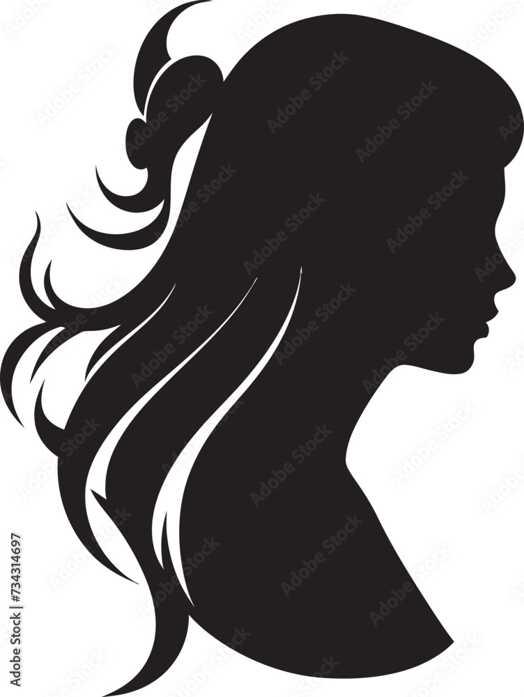Charcoal Charm Vector Woman Face in Black Elegant Enigma Black Woman Face Icon