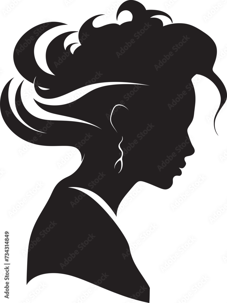 Ethereal Elegance Black Icon of Womans Face Radiant Noir Vector Woman Face in Black Ethereal Elegance Black Icon of Womans Face Radiant Noir Vector Woman Face in Black
