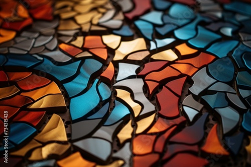 Interlocking Puzzle pieces closeup. Patience toy. Generate Ai © juliars