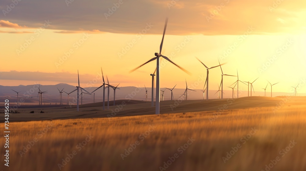 Generative AI : Wind Power Turbines in a rural area, Tracking shot of energy producing wind turbines in Oregon. Generative AI : Wind Power Turbines in a rural area, Tracking shot of energy producing wind turbines in Oregon.