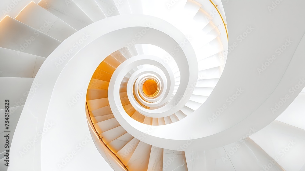Fototapeta premium Generative AI : Modern spiral staircase. Contemporary architecture abstract background