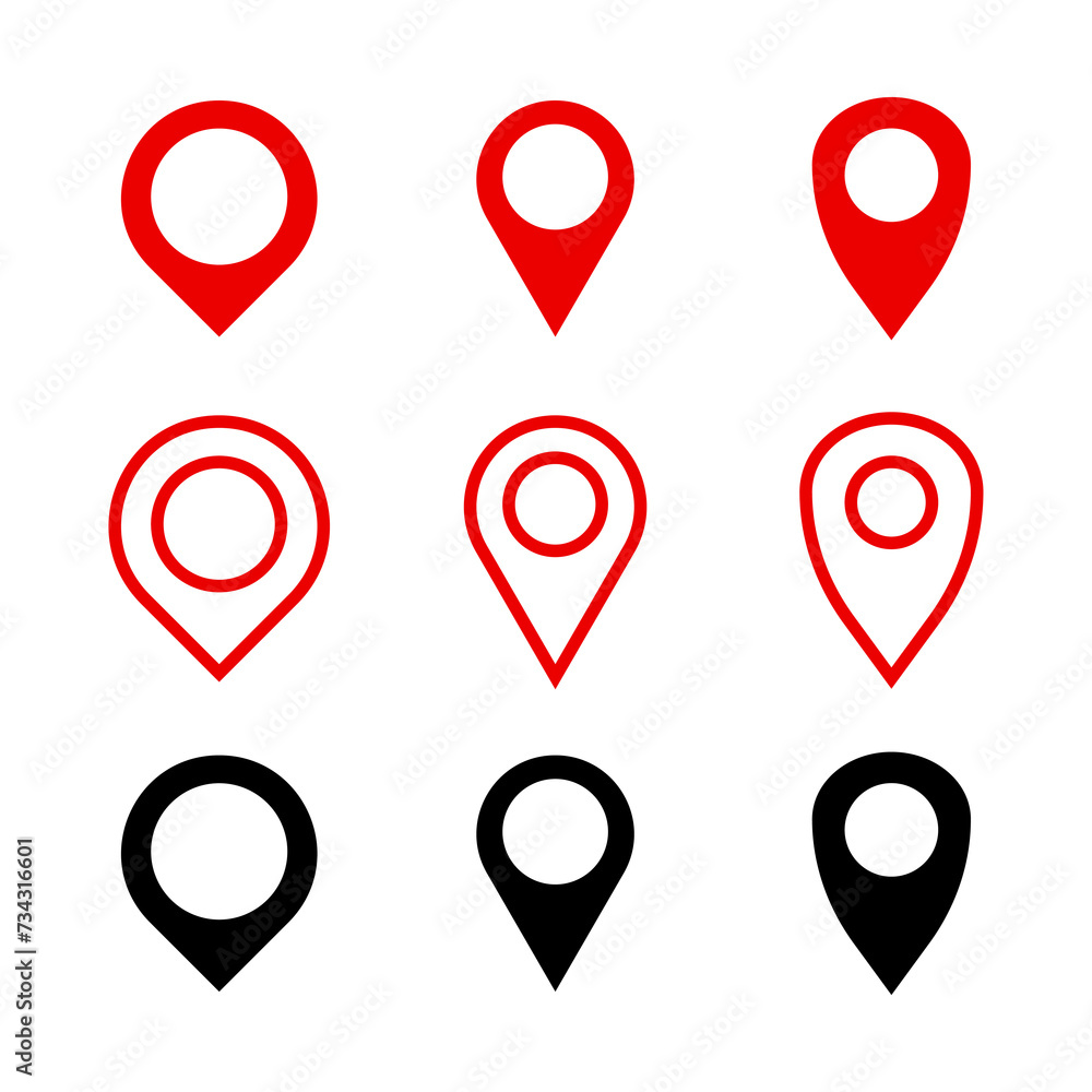 Free vector set of location pin multiple styles Free vector set of location pin multiple styles