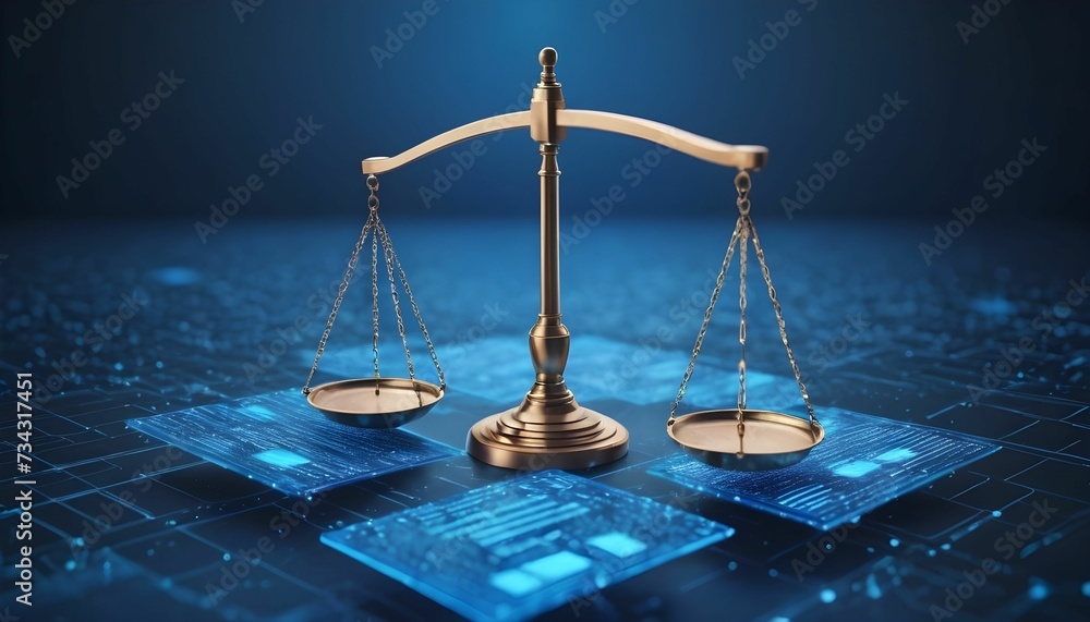 Unbiased AI, Scales of Justice in Digital World Concept. Digital ...