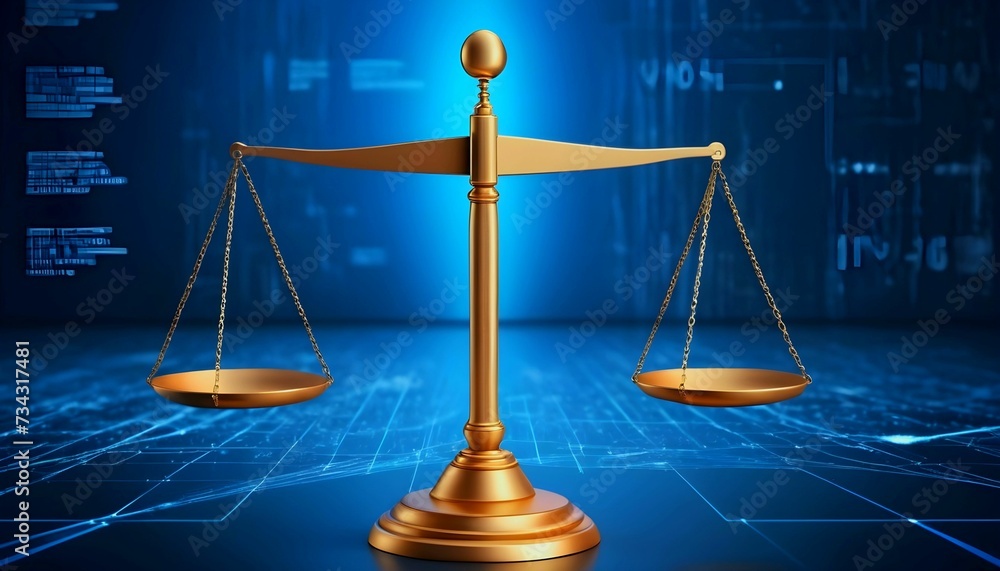 Unbiased AI, Scales of Justice in Digital World Concept. Digital ...