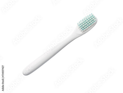a white toothbrush with blue bristles photo