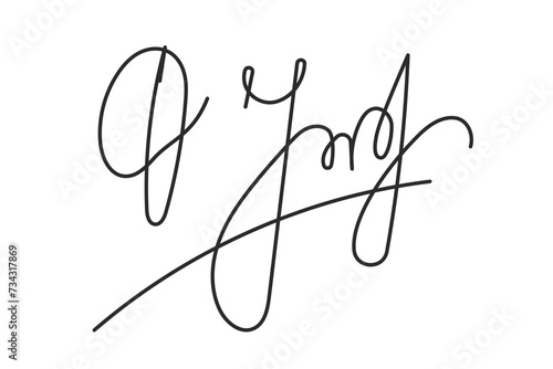 Vector Isolated hand drawn Fake autograph sample on a white background. Editable stroke Signature