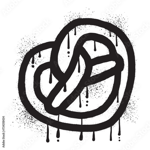 Pretzel graffiti drawn with black spray paint