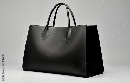 A black leather bag on a white background.