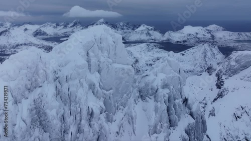 Wallpaper Mural Aerial view of beautiful snowy mountains in Norway Torontodigital.ca