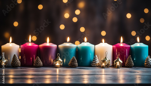 Glowing flame illuminates winter celebration, brightening hearts with warmth generated by AI