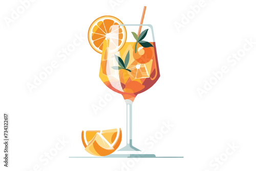 Aperol spritz summer cocktail isolated vector style photo