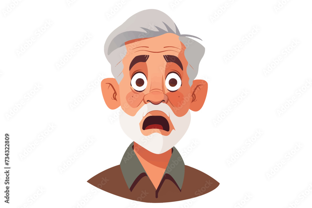 old man with surprised expression isolated vector style