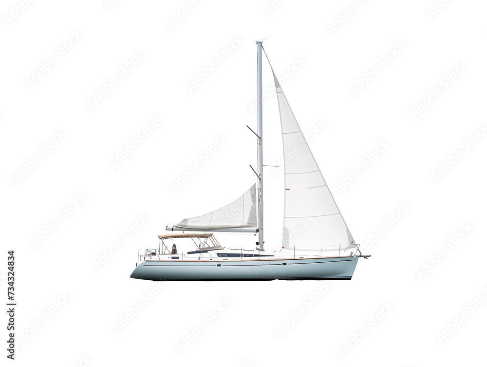 a white sailboat with a white sails