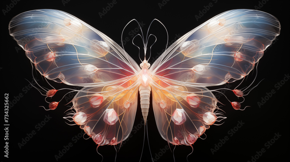 Ethereal Butterfly with Crimson Orbs