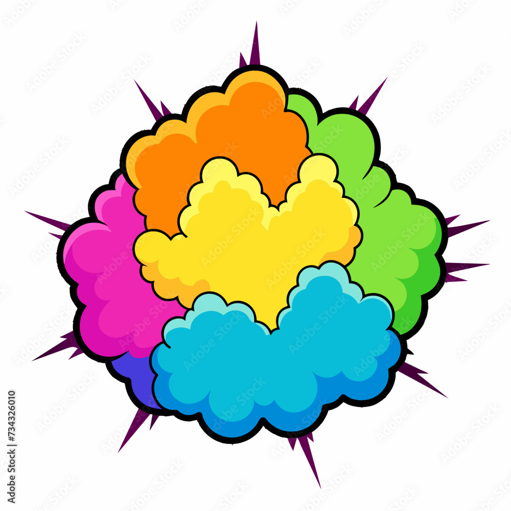 Multicolor powder explosion on White background Multicolor powder explosion on White background