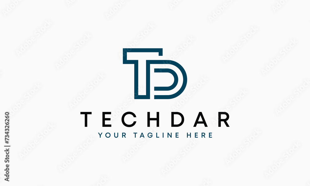 Initials TD Vector Monogram Logo Design Named Techdar. Lettermark  Logo with Letters T and D