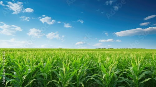farm corn field with blue sky