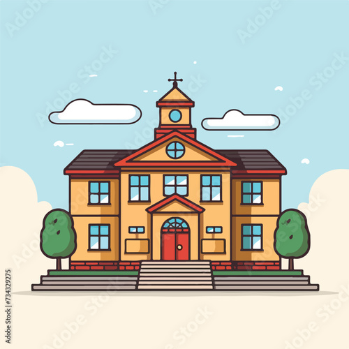 School building icon vector illustration.