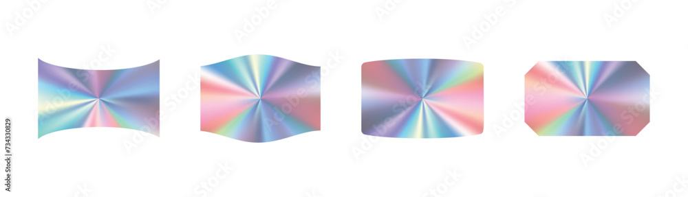 Obraz premium holographic sticker with silver gradient. metal foil label or badge hologram effect. Flat vector illustration isolated on white background.