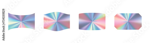 holographic sticker with silver gradient. metal foil label or badge hologram effect. Flat vector illustration isolated on white background.