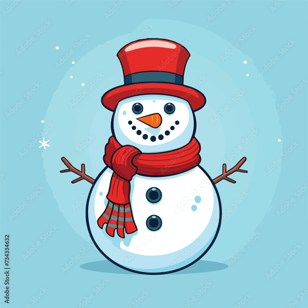 Snowman cartoon object vector illustration