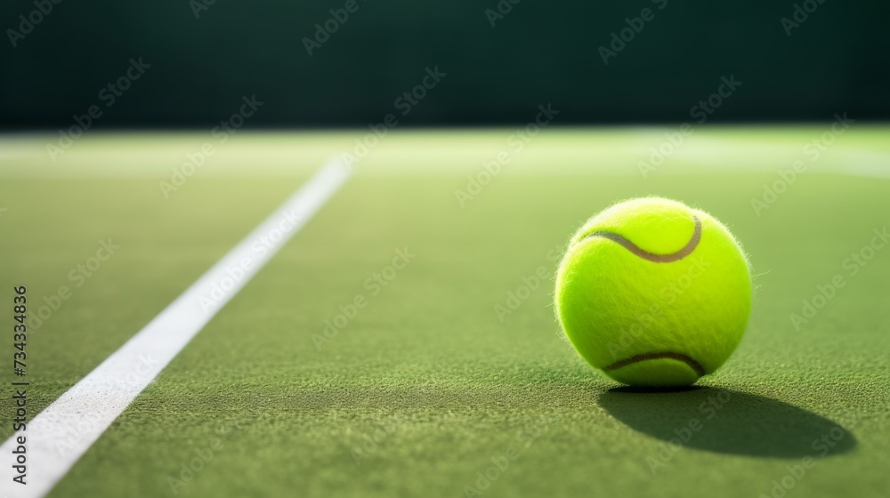 tennis ball on tennis court with copy space