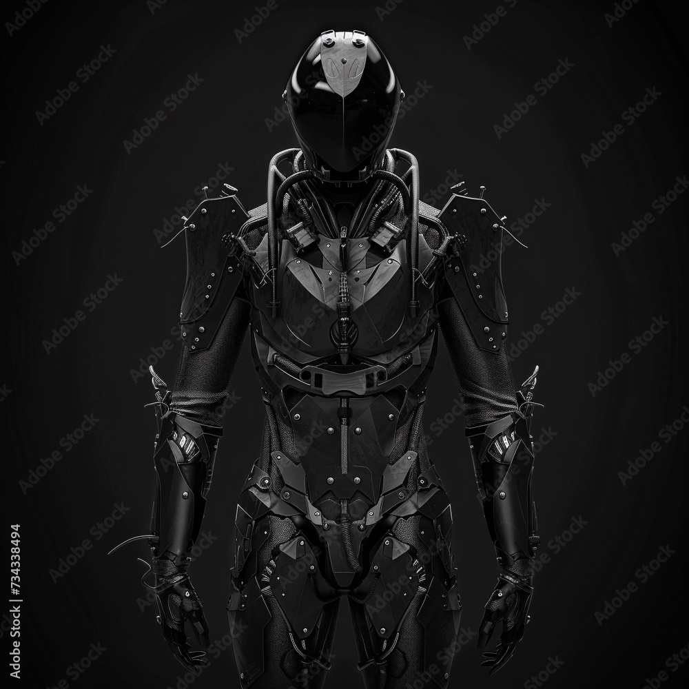 Naklejka premium Create a 3D image of an eerie suit of armor that appears to be a part of the wearers flesh