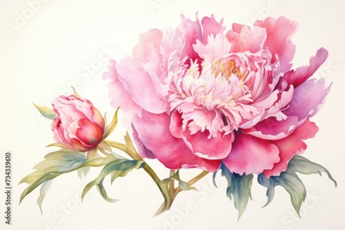 Whimsical Peony flowers. Pink summer petal. Generate Ai