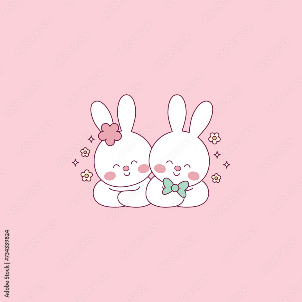 cute easter bunny illustration of easter bunnies together as a couple cute easter bunny illustration of easter bunnies together as a couple