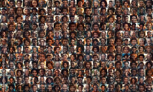 collage of asian people smiling, collage of portrait, grid of 240 cheerful faces,  group photo
