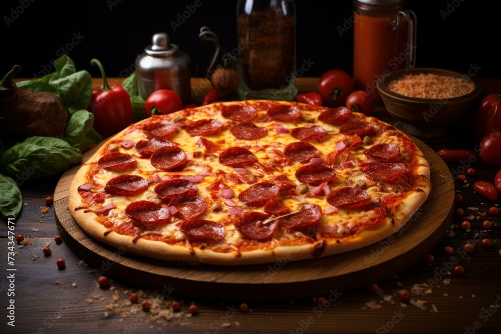 Pizza pepperoni italian. Italian food. Generate Ai