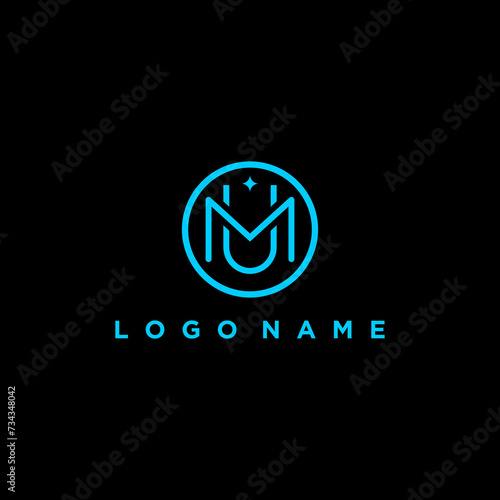mu or um abstract initial letter linked circle monogram elegant luxury modern logo template design photo