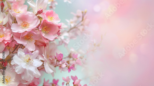 Flowers on a pastel background  room for text