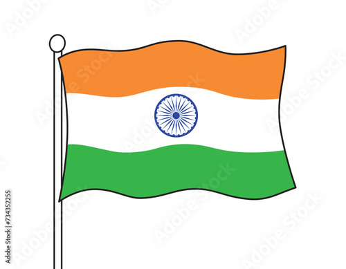 Flag of India isolated vector illustration